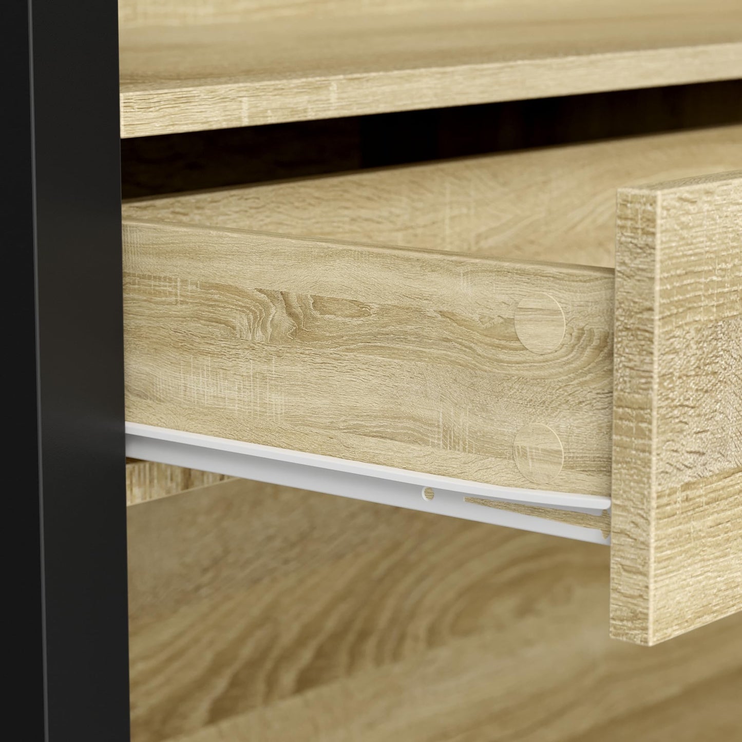 Bookcase Wall with Ladder Black & Wood Grain