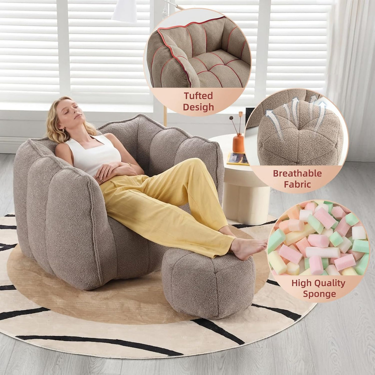 Bean Bag Couch with Ottoman