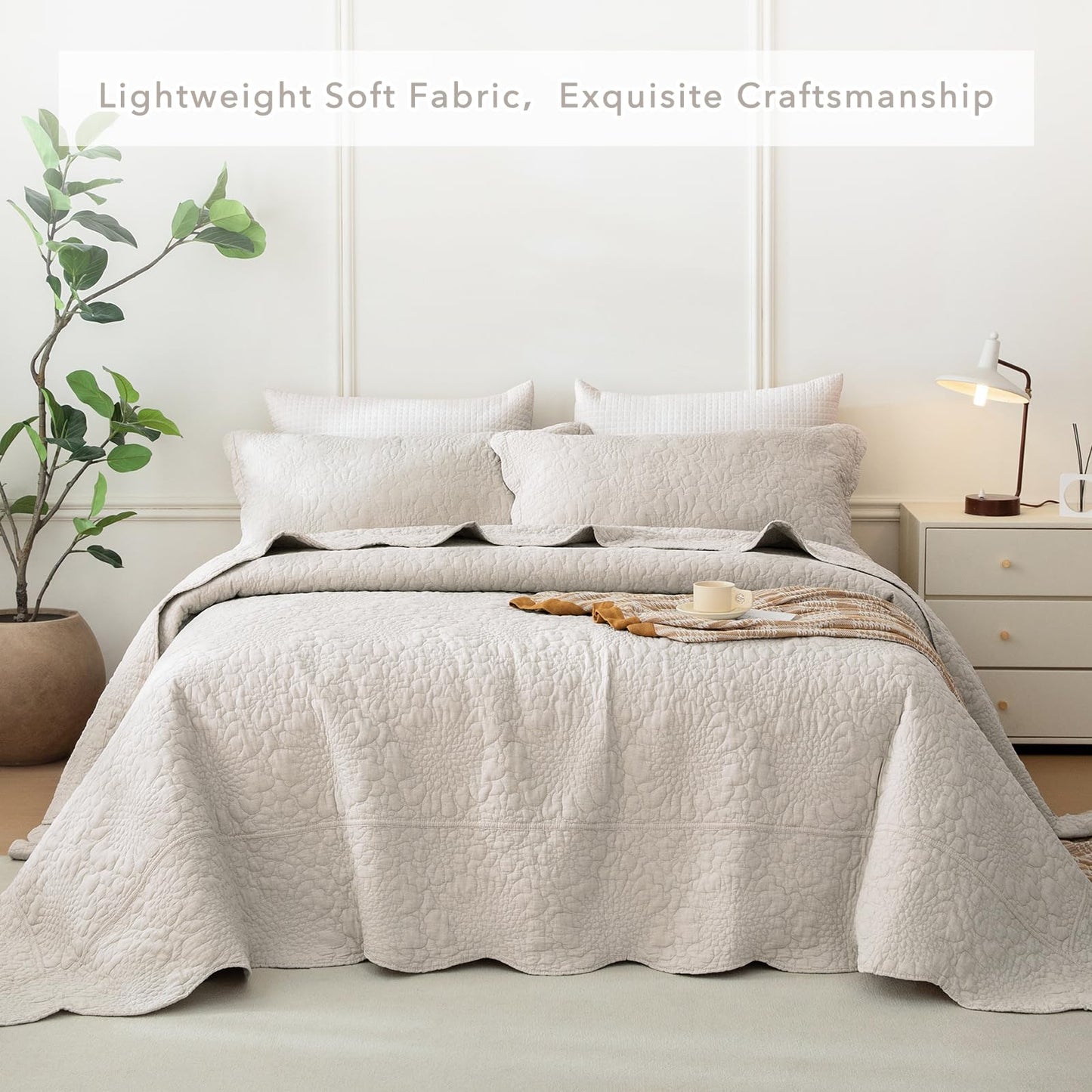 Cotton Oversized Quilt Bedspread Set