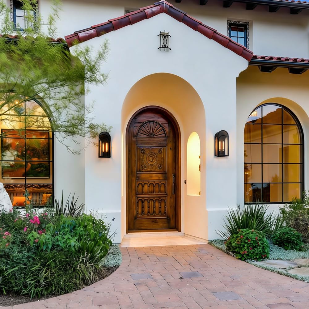 Large Outdoor Wall Lanterns Lights, Modern Wall Sconce with Clear Glass