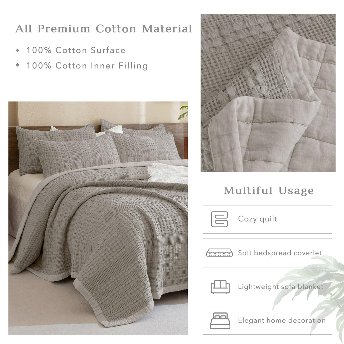 Oversized Waffle Weave Lightweight Coverlets_3 Pieces