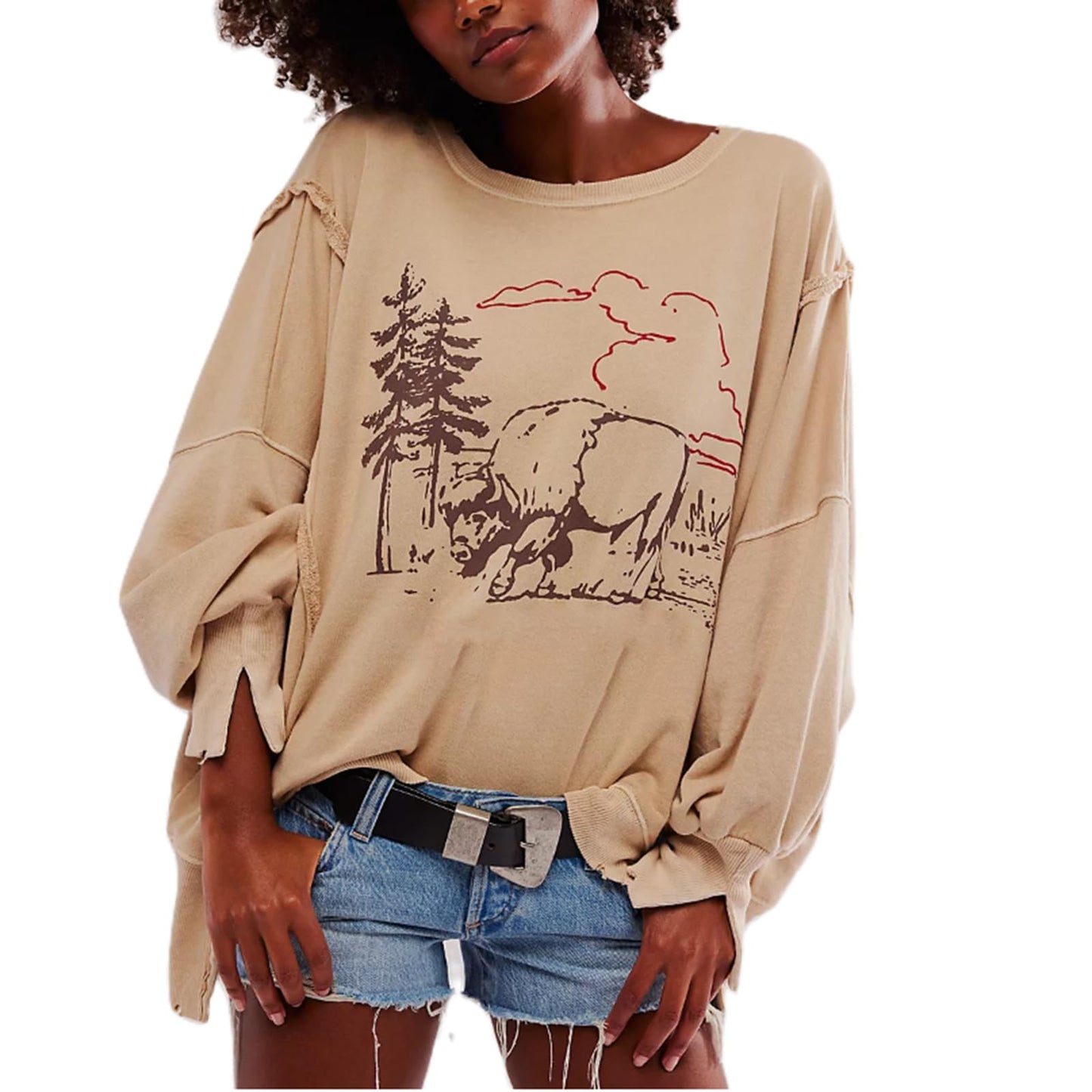Womens Vintage Oversized Graphic Cute Crewneck Sweatshirt Y2k Loose Fit Aesthetic Retro Pullover Going Out Tops