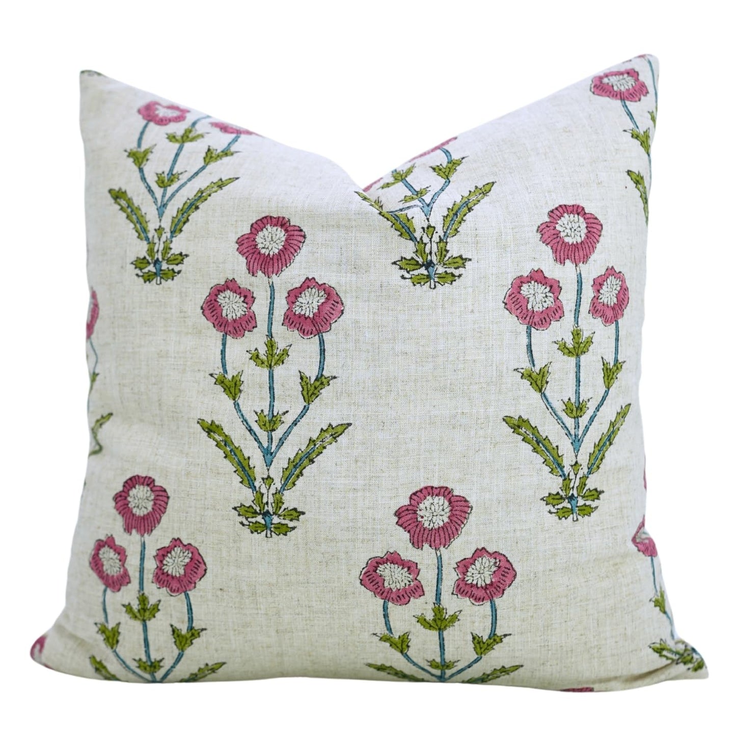 Floral Print Thick Linen 18x18 Inch Throw Pillowcase