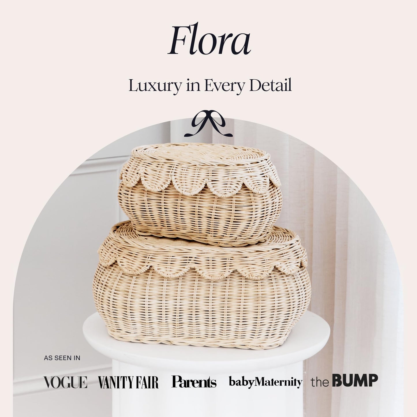 Hand-Woven Scalloped Basket Set Of 2