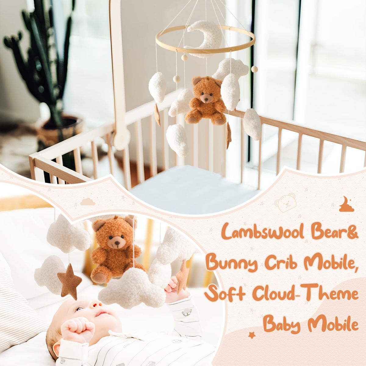 Plush Safari Animal Baby Mobile for Crib