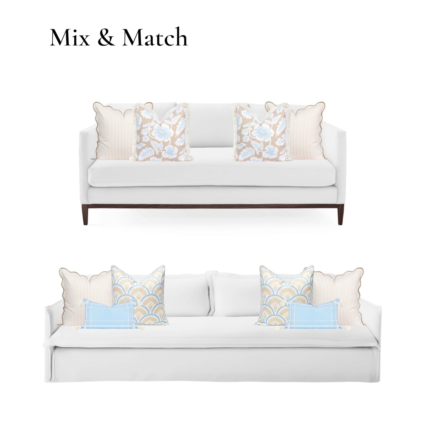 Indoor Outdoor Scalloped Lumbar Pillow Cover 12"x20"