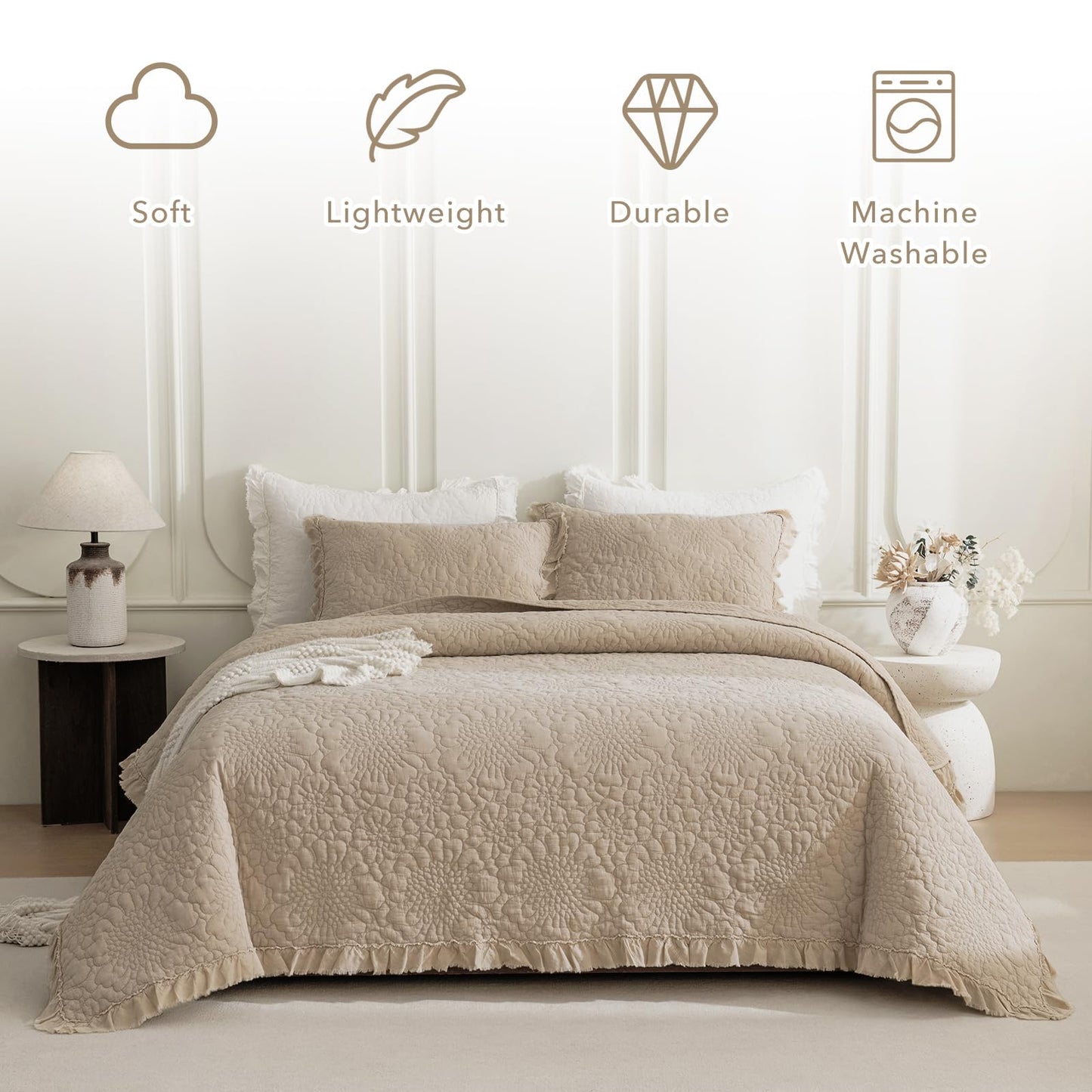 Cotton Oversized Quilt Bedspread Set