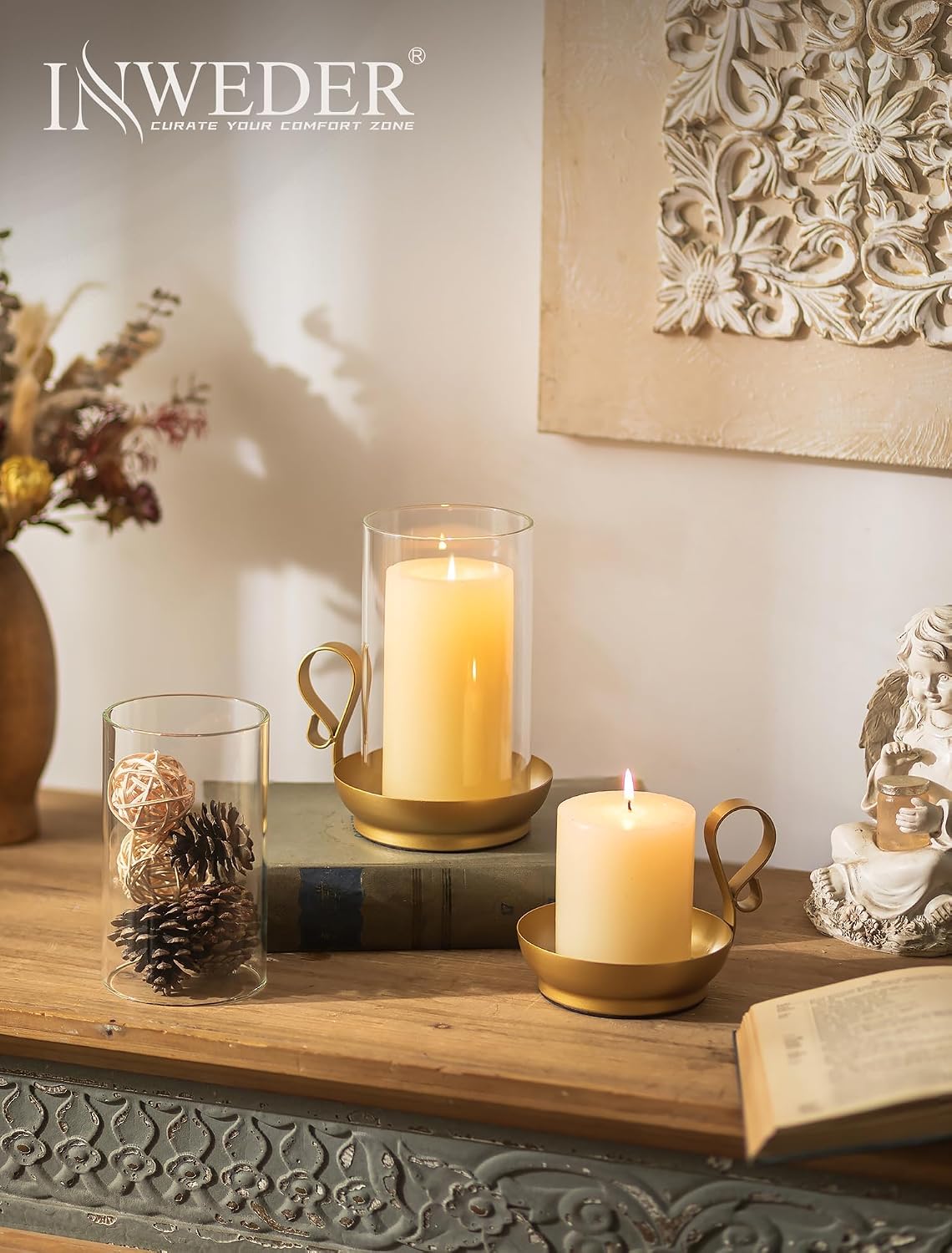 Hurricane Glass Candle Holder Set of 2