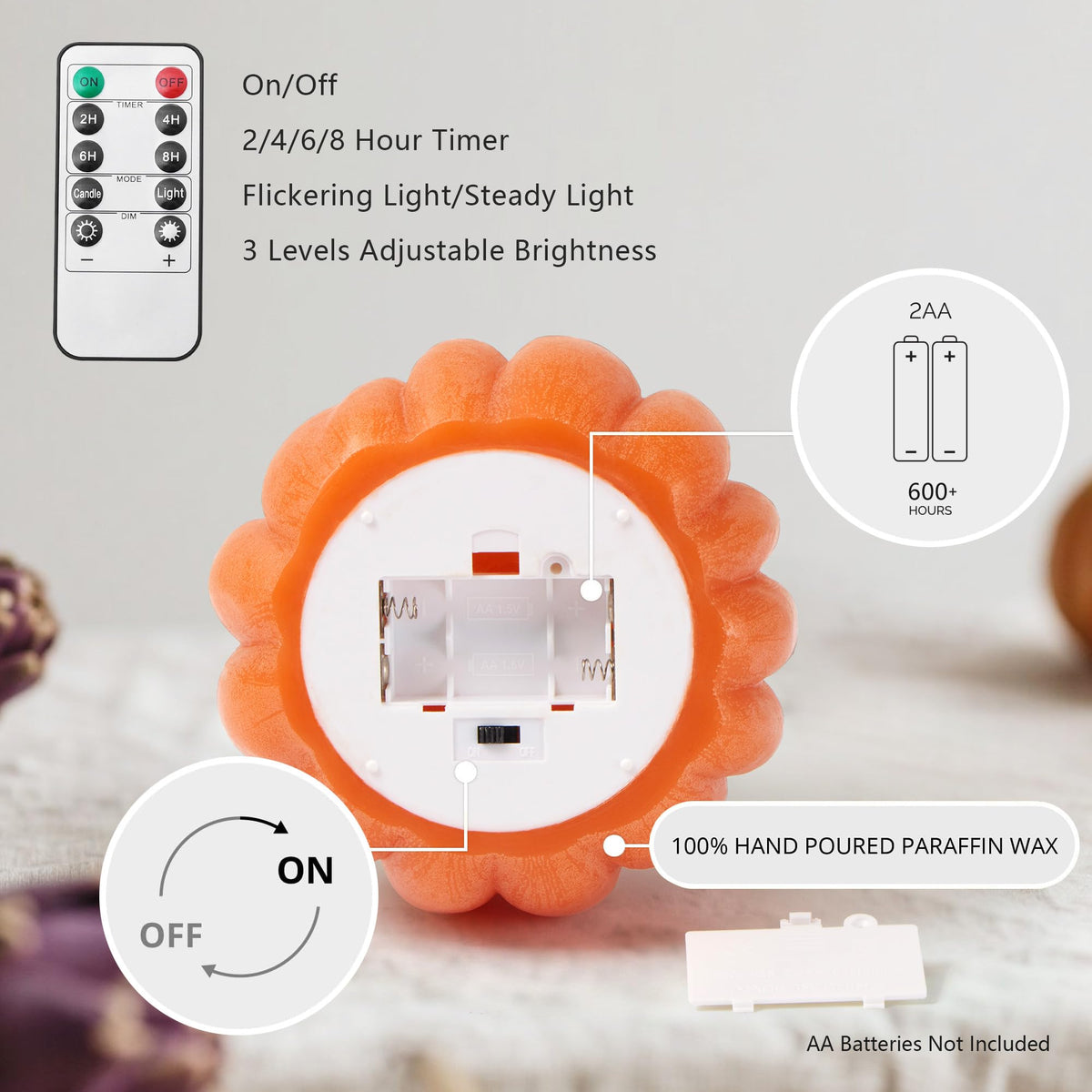 Flameless Pumpkin Candle with Remote