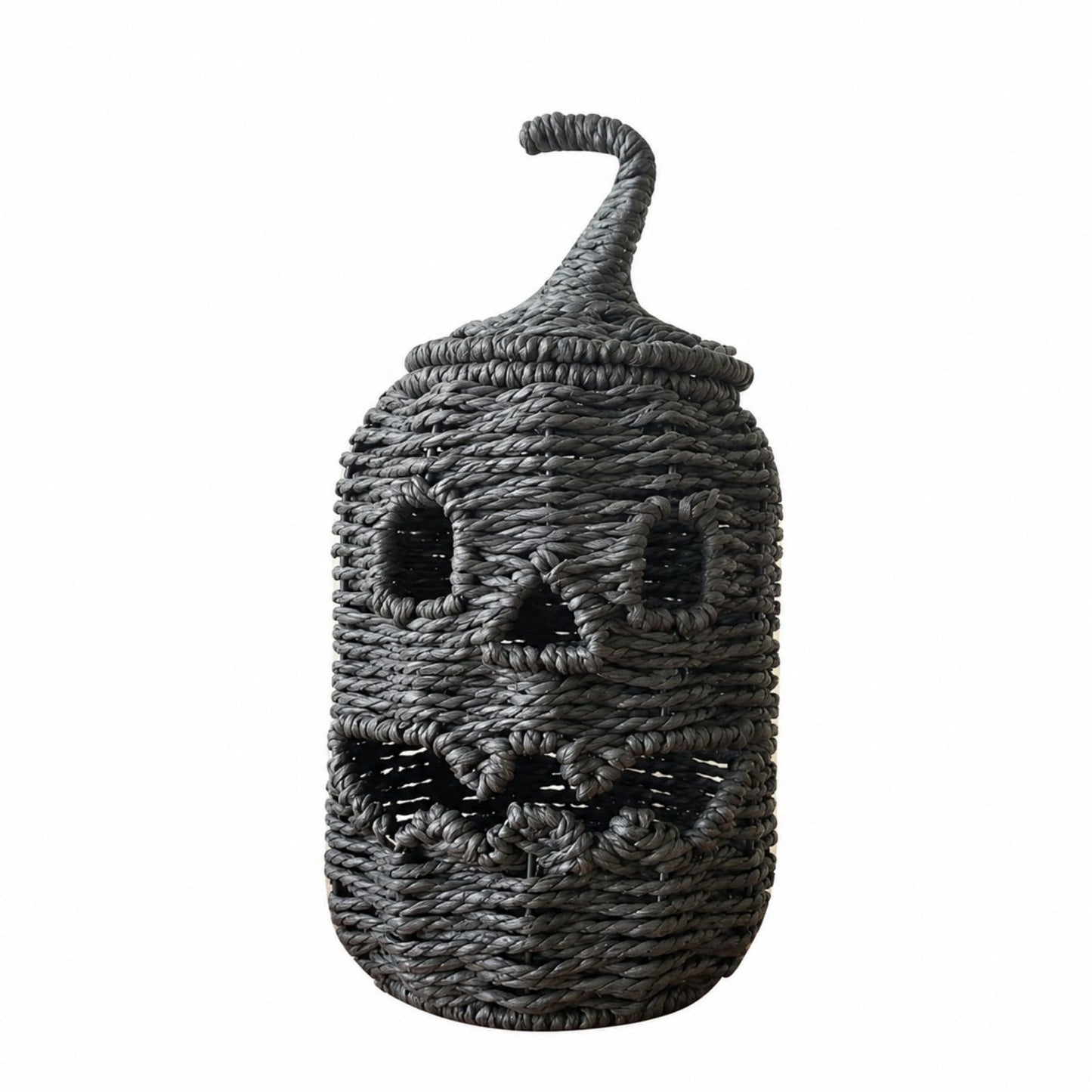 Rattan Lantern Pumpkin Candle Holder with Witch Hat Shape Lid