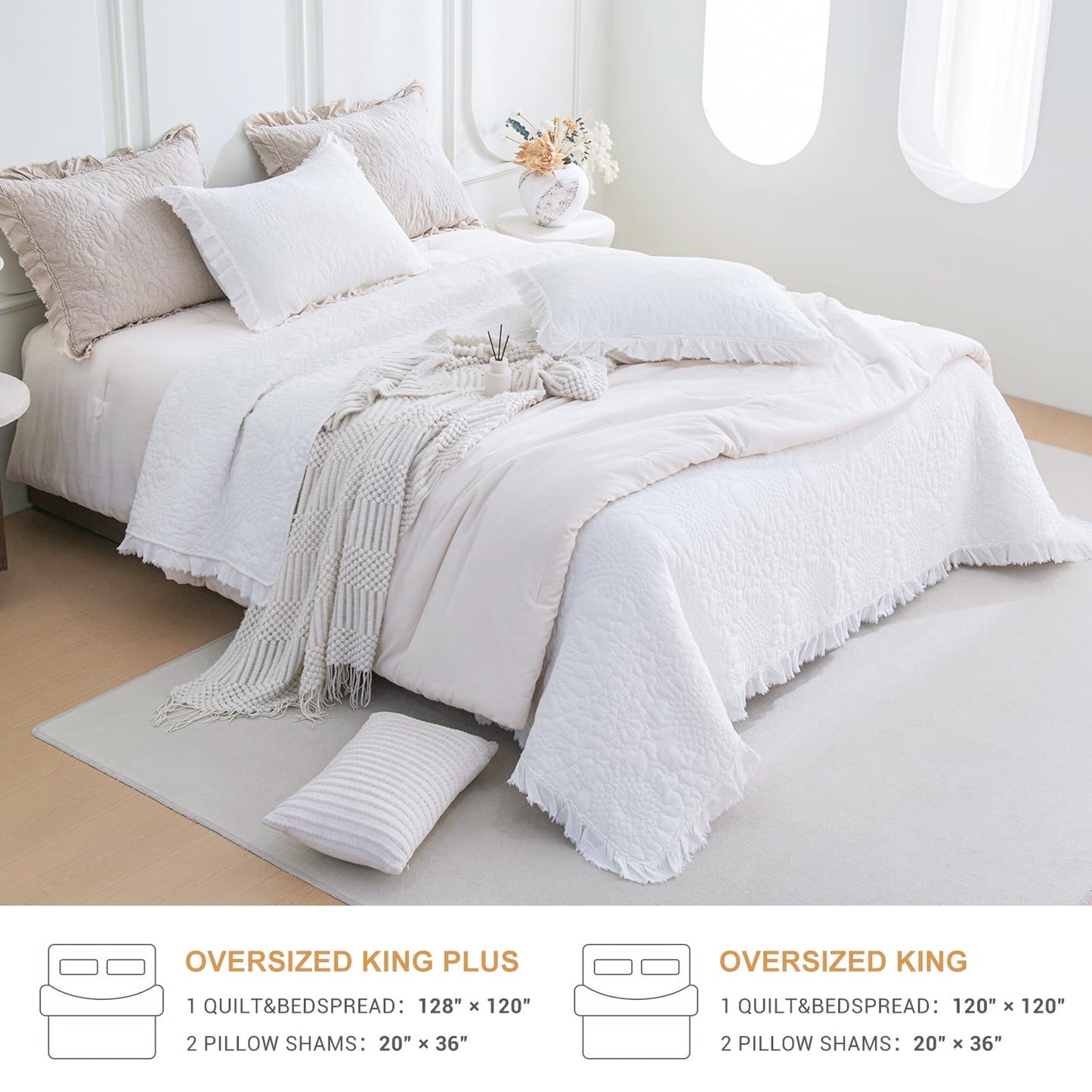 Cotton Oversized Quilt Bedspread Set