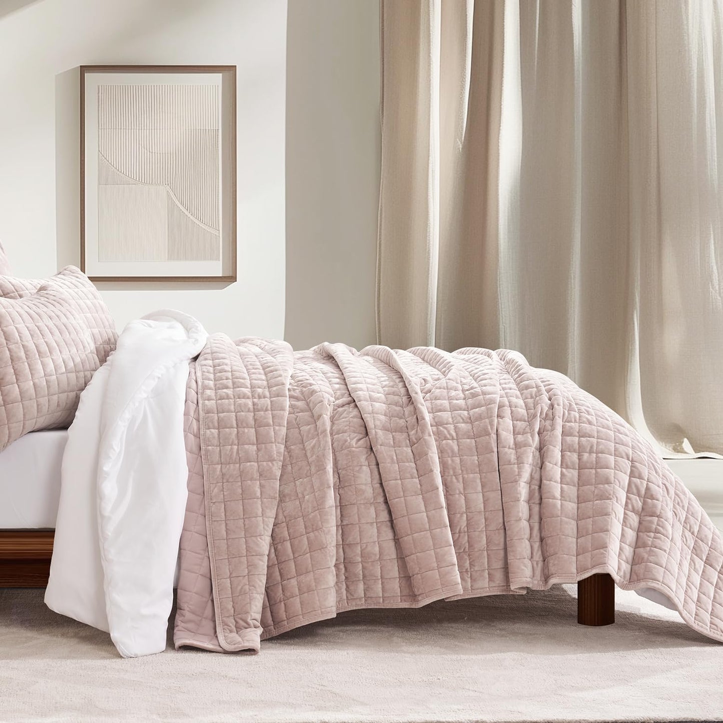 Box Stitch Velvet Quilt Set, King Size