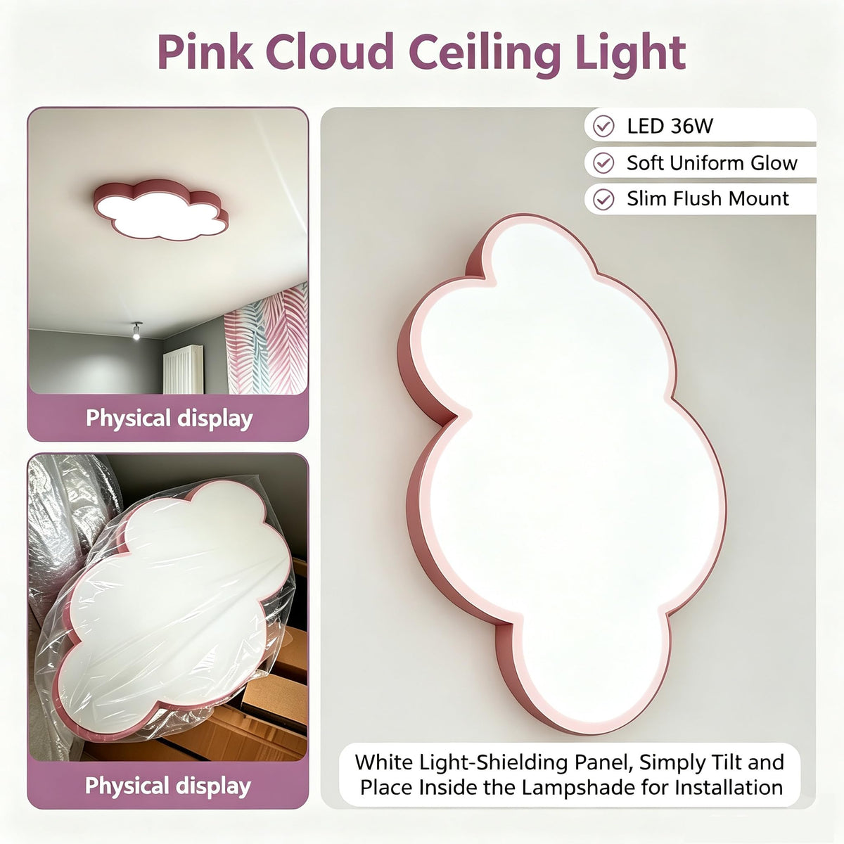 Cloud Shape Led Ceiling Light, with Remote Control