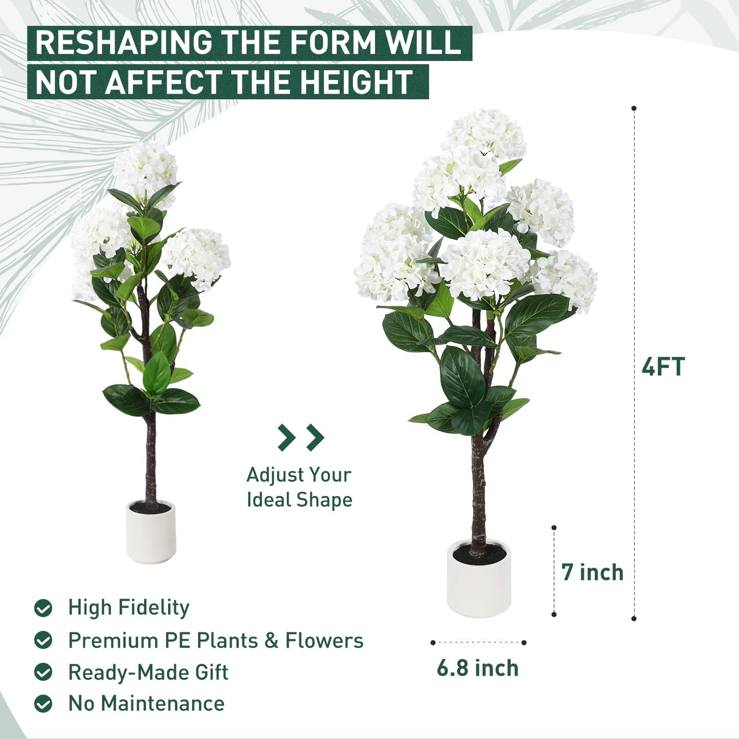 Yepdin 63 inch Artificial Camellia Tree with White Flower Pots - White Fake Tree,5 Ft Faux Plants Indoor wich Blooming,Artificial Plants for Indoor & Outdoor Home Front Door Decor