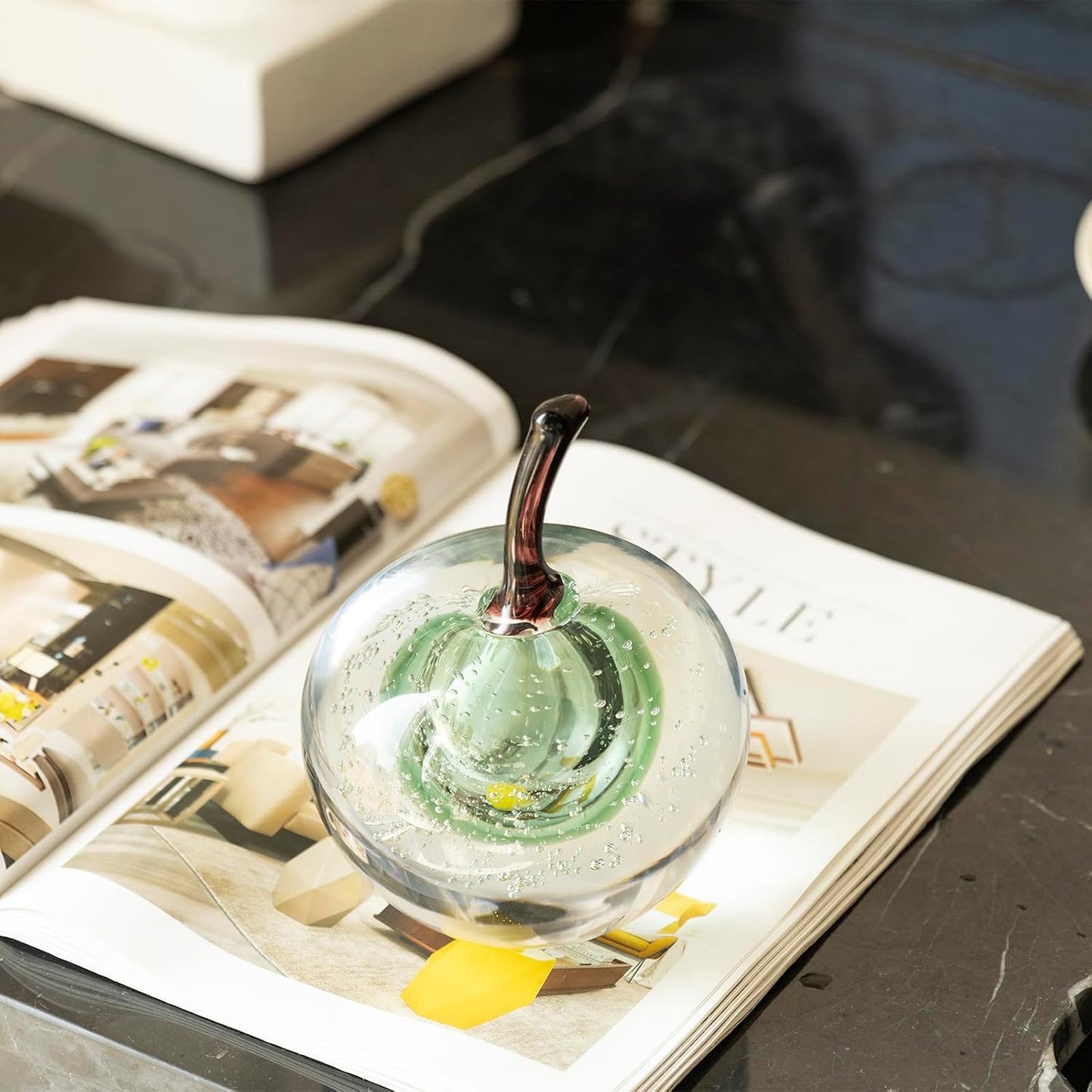 Glass Fruit Apple Statue