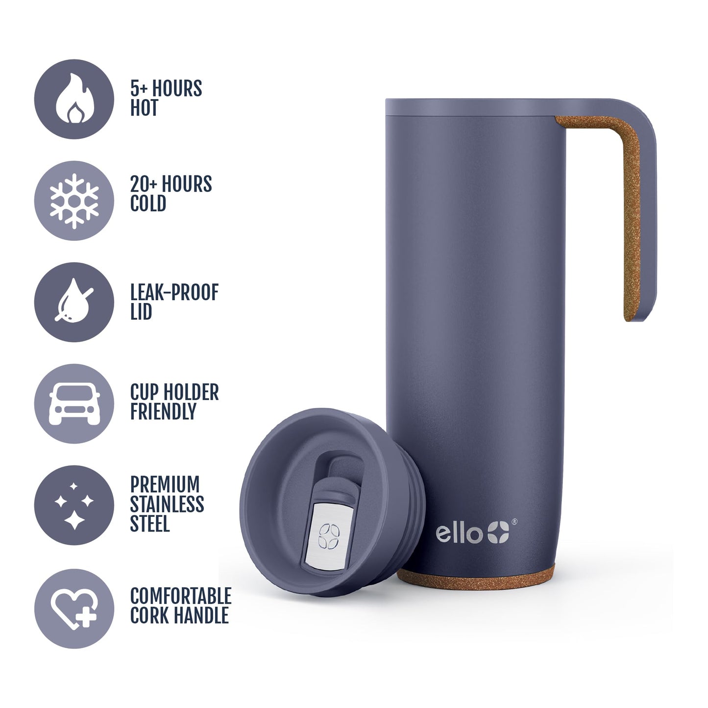 Magnet 18oz Vacuum Insulated Stainless Steel Travel Mug with Side Handle