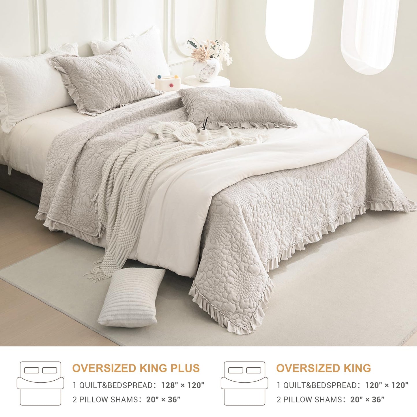 Cotton Oversized Quilt Bedspread Set