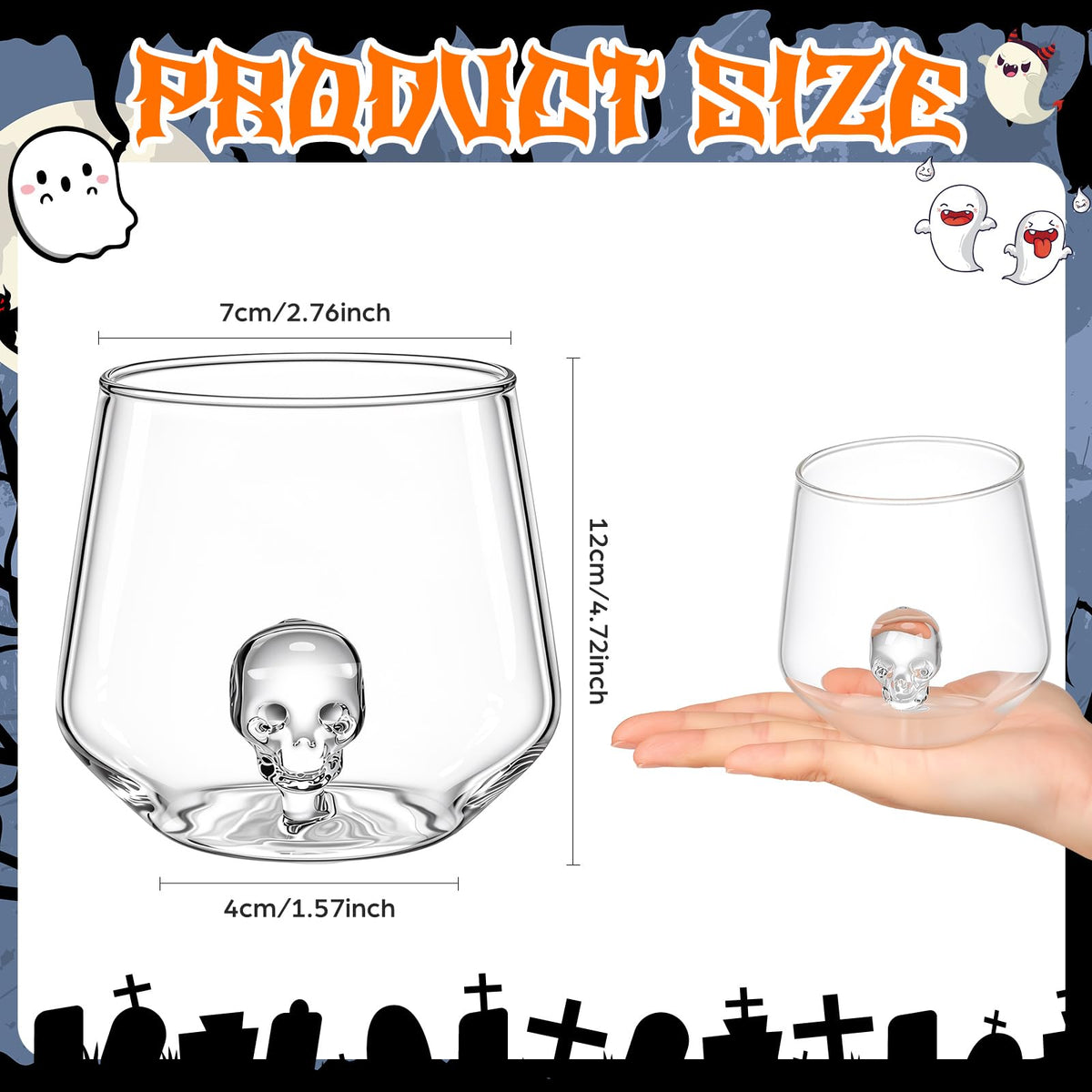 2 Pcs Halloween Wine Glass 12oz