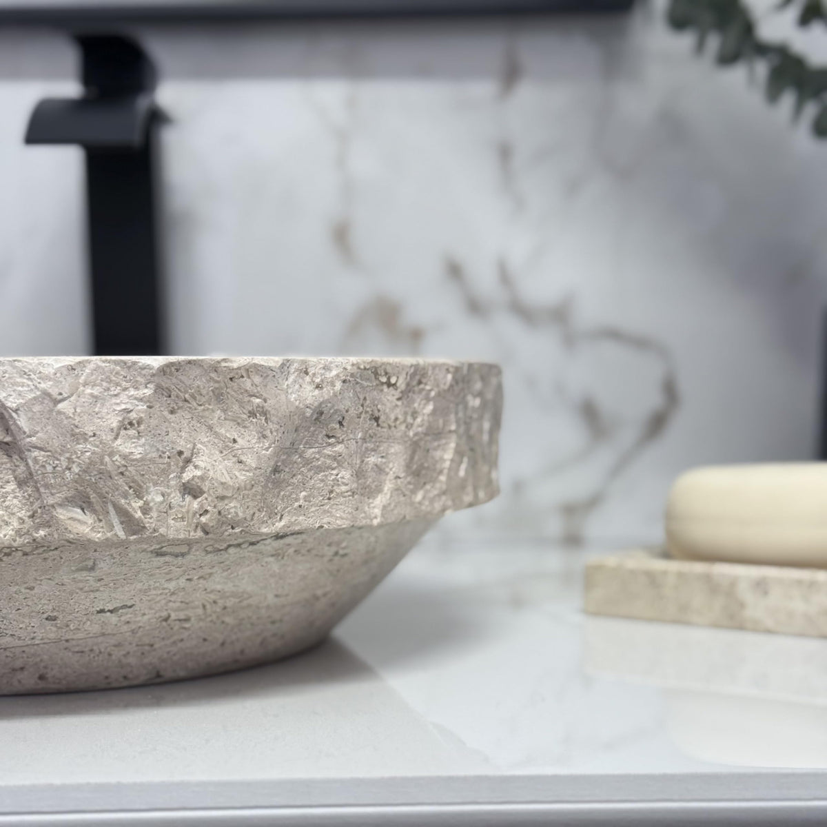Oval Natural Stone Wash Basin Travertine Vessel Sink