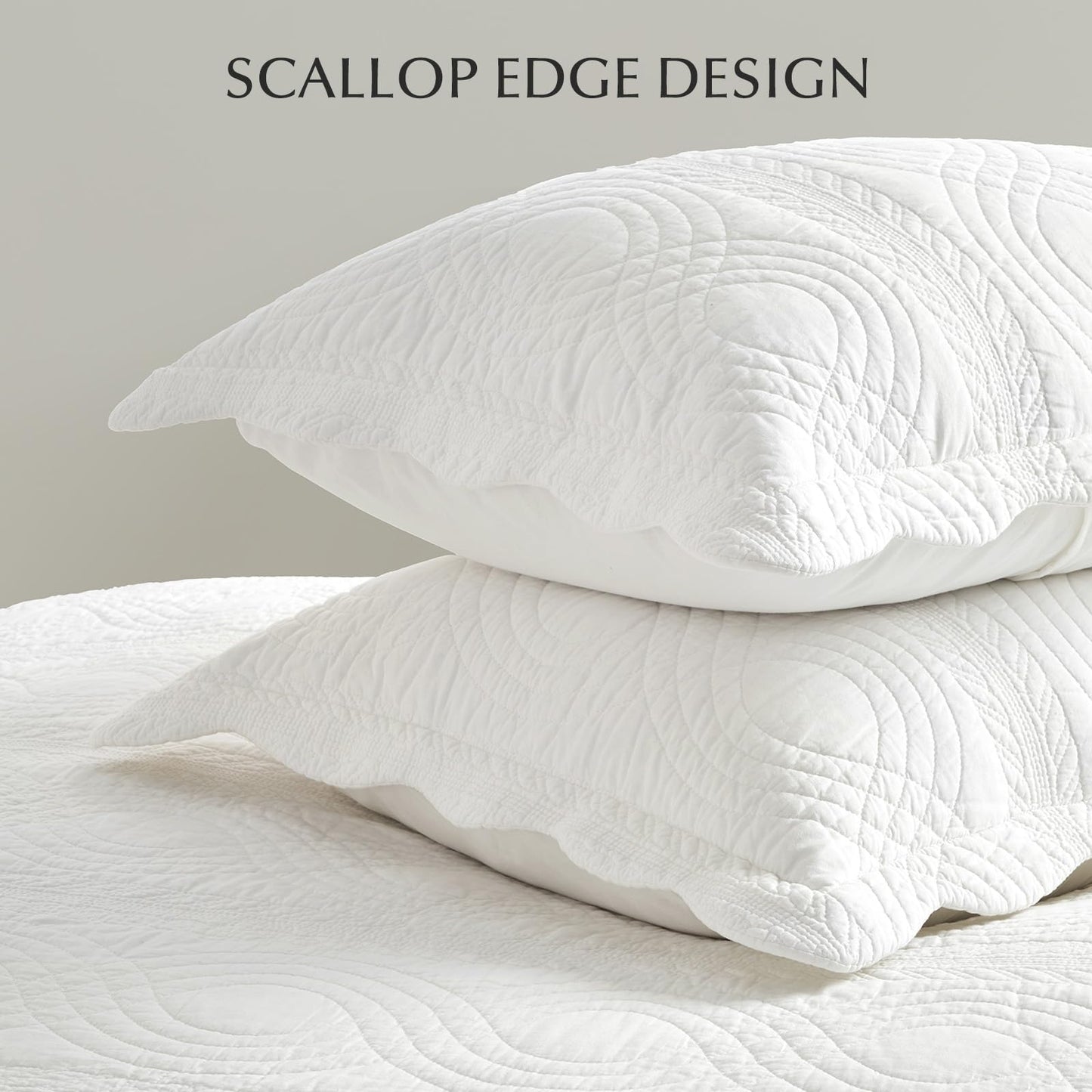 100% Cotton Scallop Quilt Set