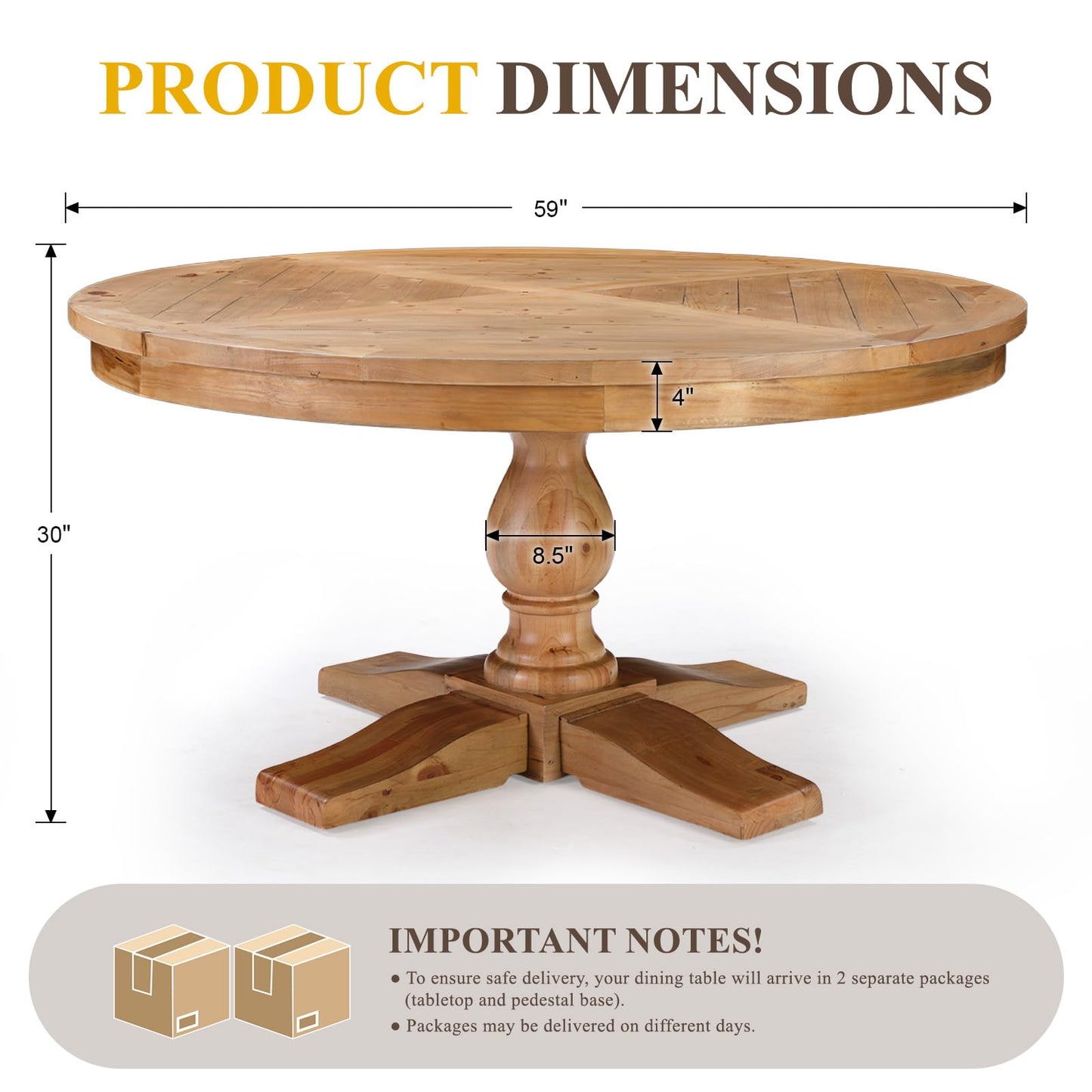 60" Round Dining Kitchen Table