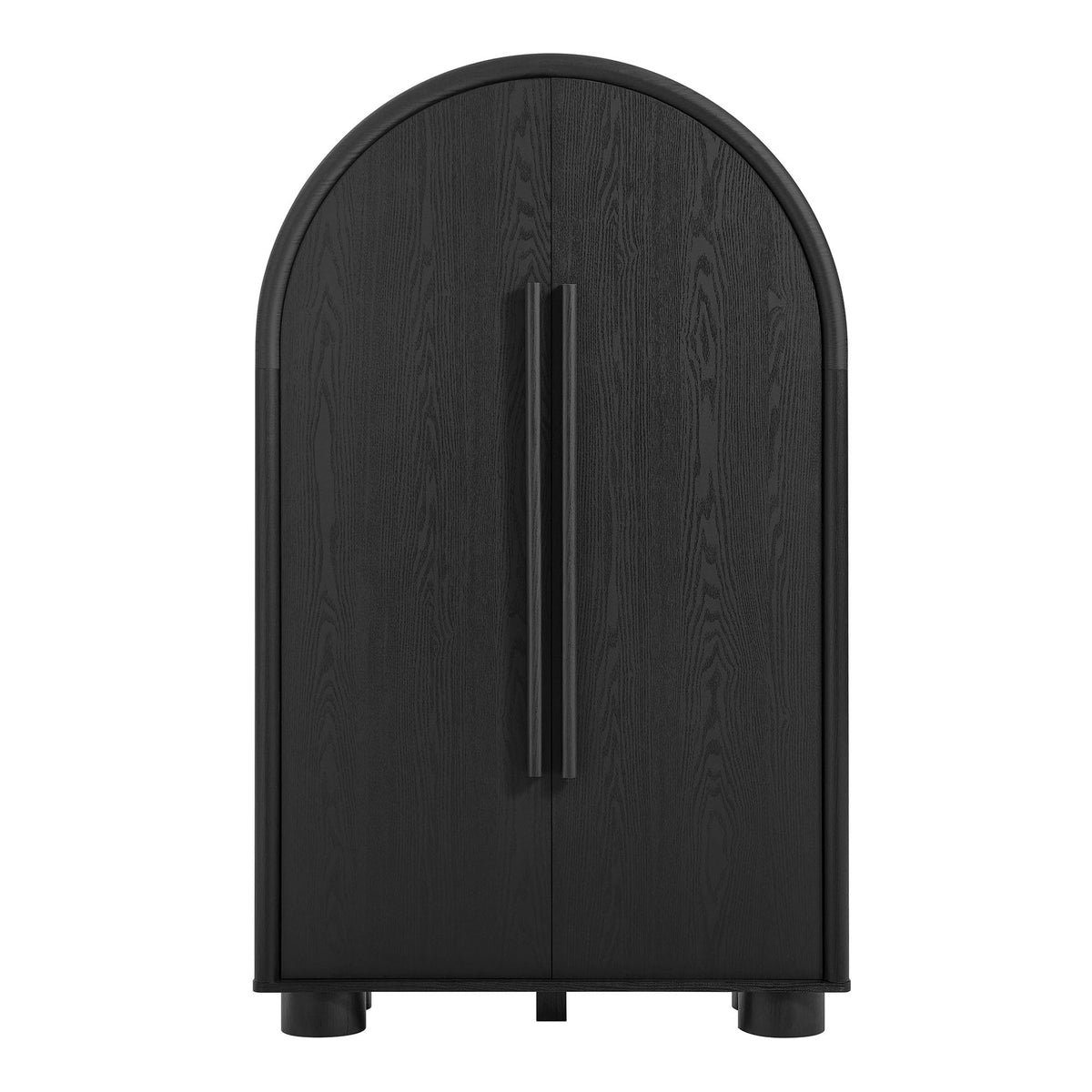 Modern Arched Storage Cabinet with Concealed Desk & Shelves