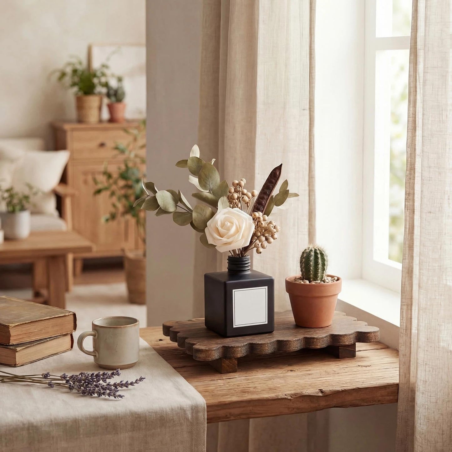 Scalloped Wood Riser Tray