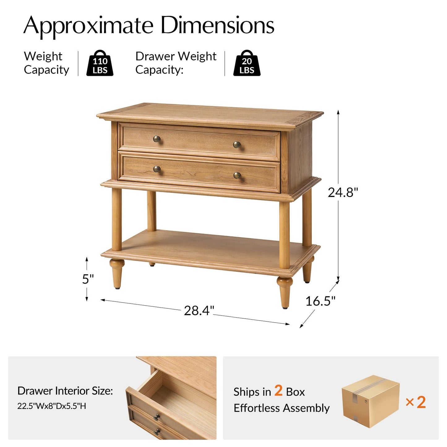 Natural Wood Nightstand with Drawer & Open Shelf