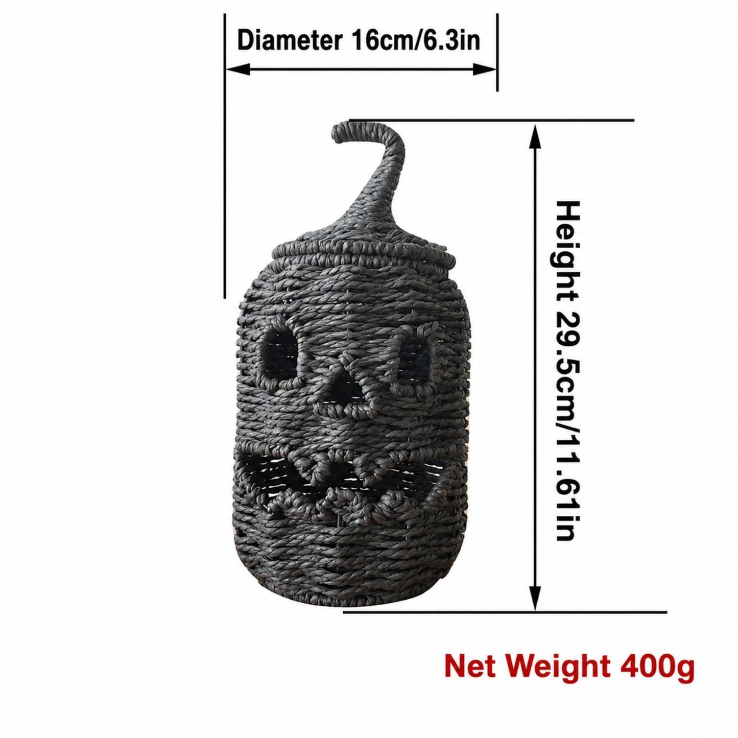 Rattan Lantern Pumpkin Candle Holder with Witch Hat Shape Lid