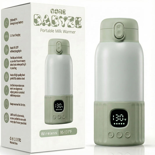 Portable Bottle Warmer 17oz – Baby Bottle Warmer for Breast Milk & Formula, Fast Heating with Smart Temperature Control, Long Battery Life, Cordless for Travel, Car & Outdoor Baby Feeding