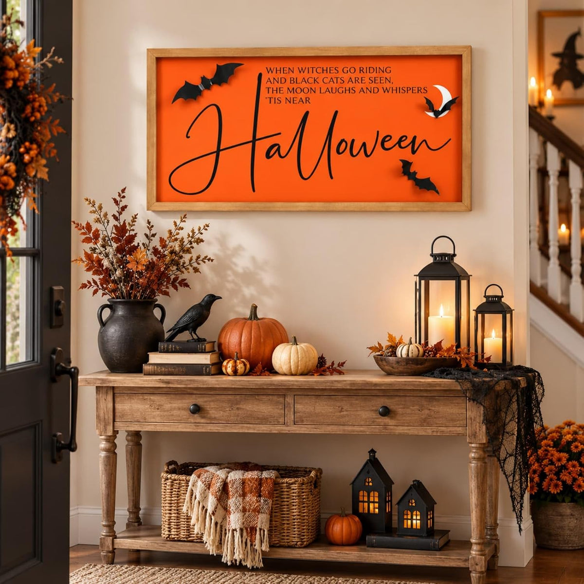 Halloween Wall Art Framed With 3d Bats