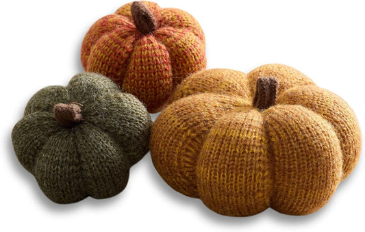 Set of 3 Cozy Knit Pumpkins