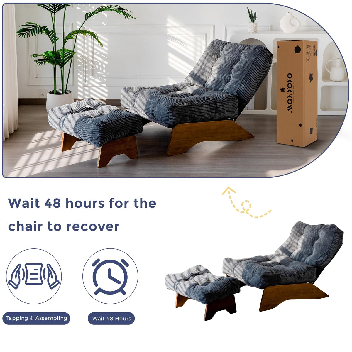 Lounge Chair with Ottoman and with Adjustable Backrest