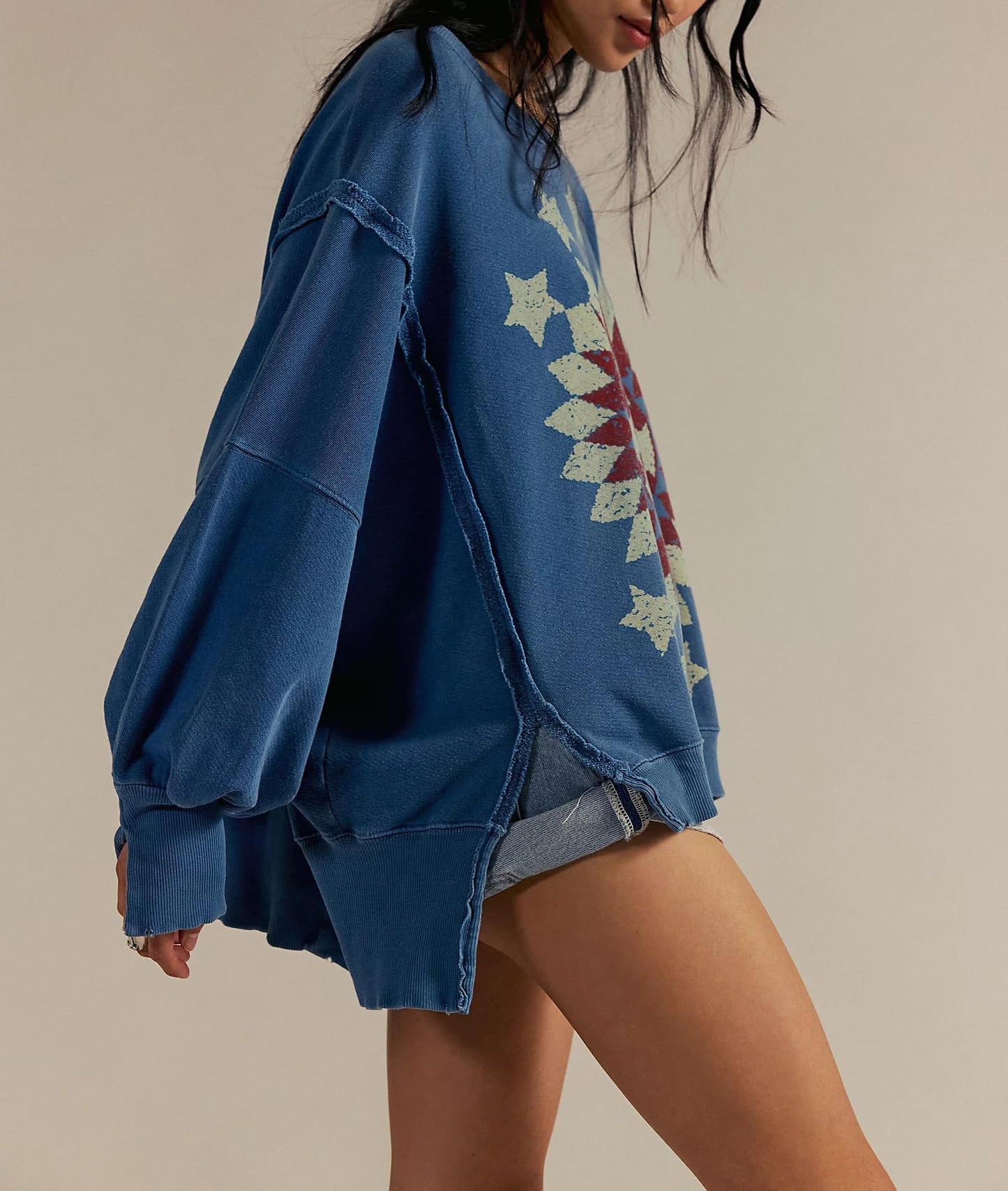 Womens Vintage Oversized Graphic Cute Crewneck Sweatshirt Y2k Loose Fit Aesthetic Retro Pullover Going Out Tops