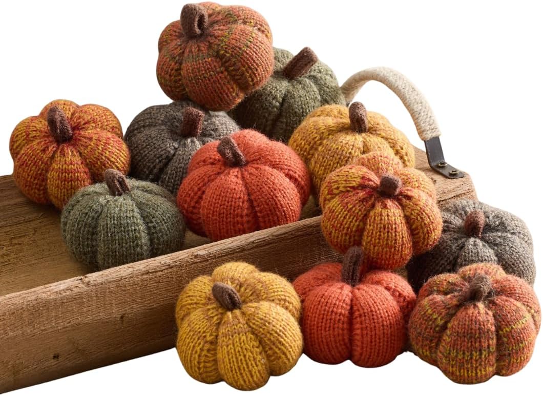 Set of 3 Cozy Knit Pumpkins