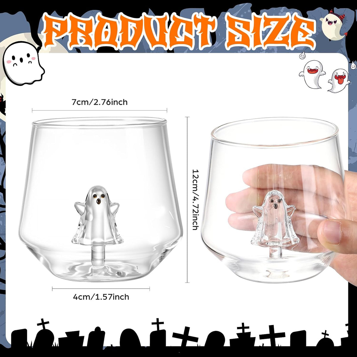 2 Pcs Halloween Wine Glass 12oz