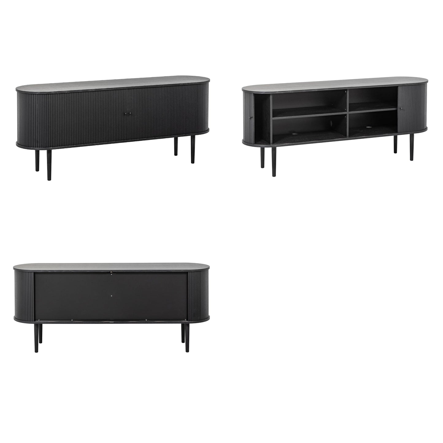 WERMO 71’’ Black Sideboard Cabinet with Doors and Shelves - Black Cabinet for Living Room, Bedroom, Entryway and Office Credenza. Kitchen Buffet, Modern Media Console Table with Storage (Black Oak)