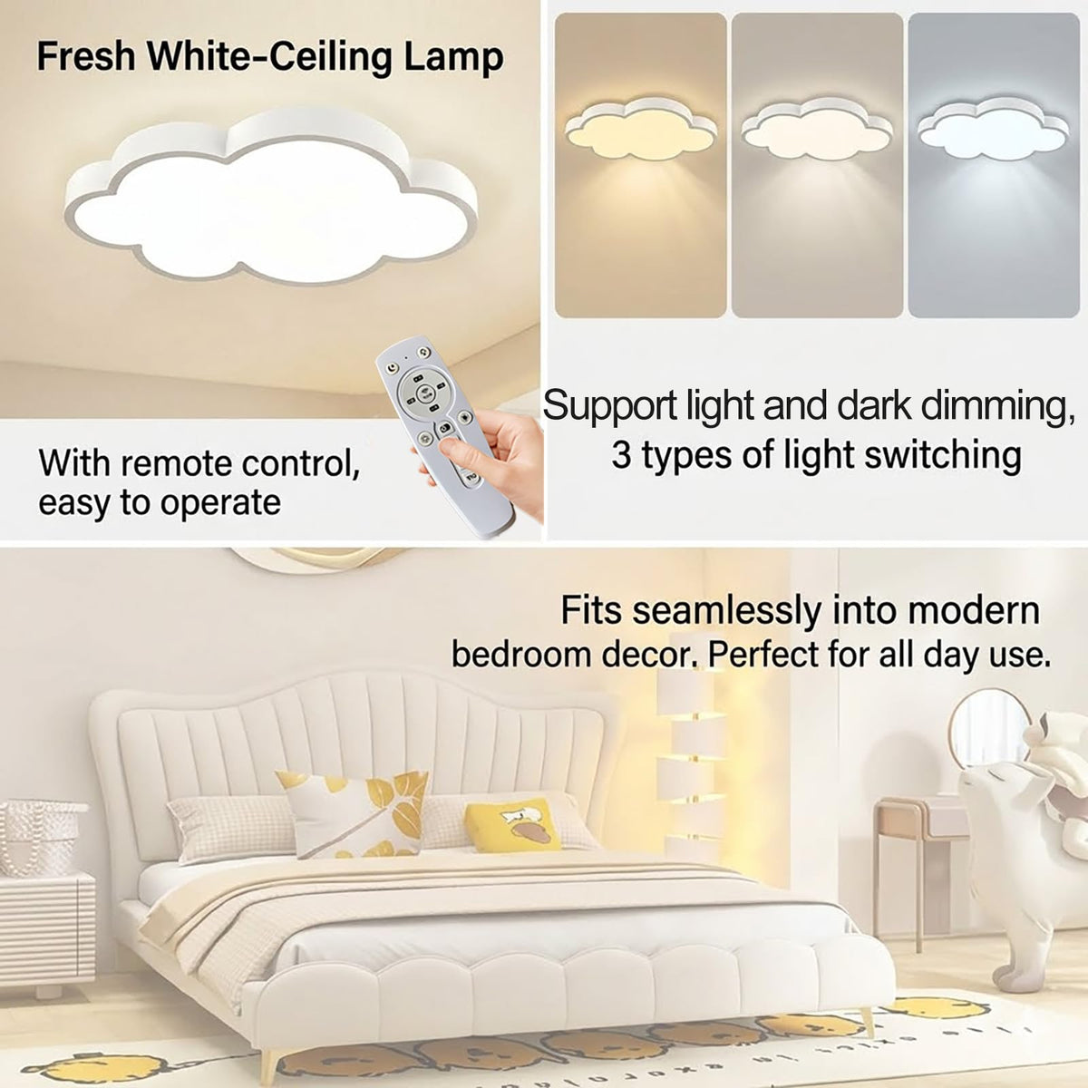 Cloud Shape Led Ceiling Light, with Remote Control