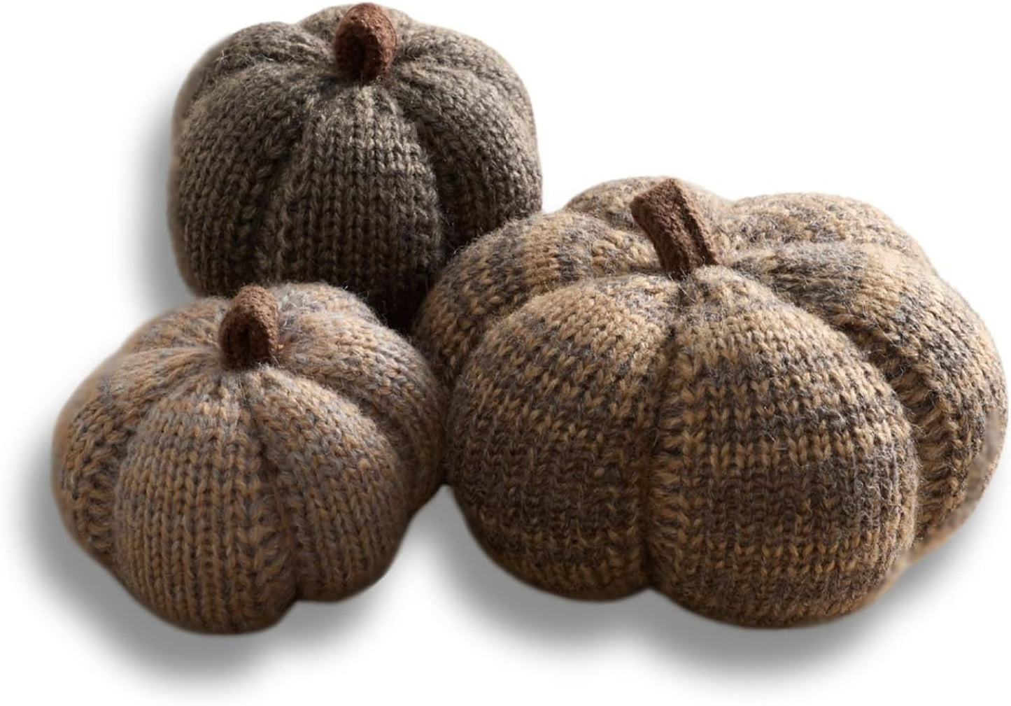 Set of 3 Cozy Knit Pumpkins