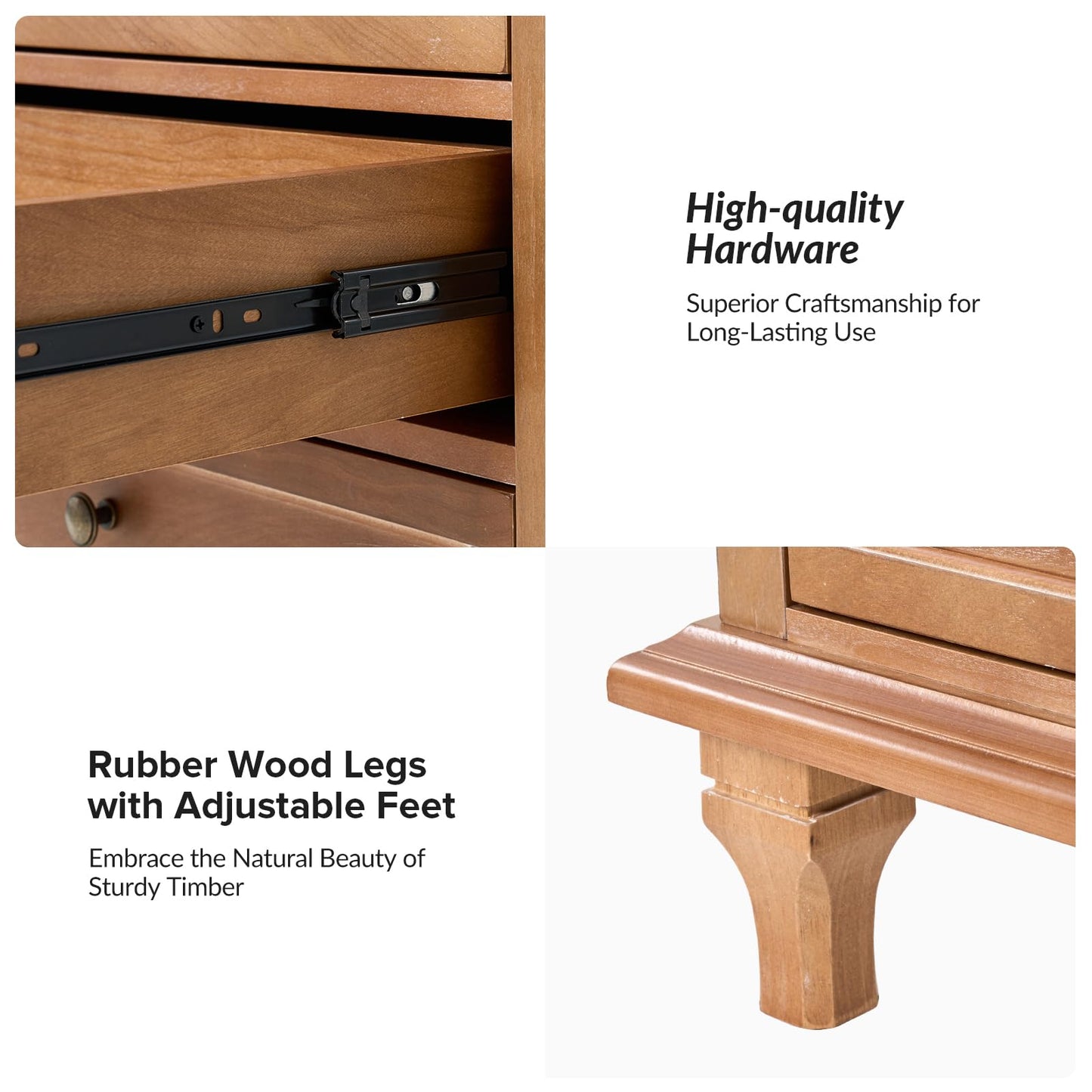 Solid Wood 3 Drawer End Table with Tray