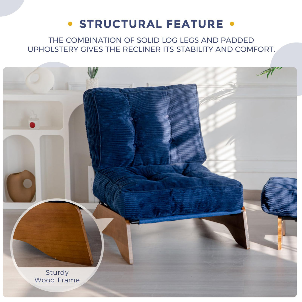 Lounge Chair with Ottoman and with Adjustable Backrest