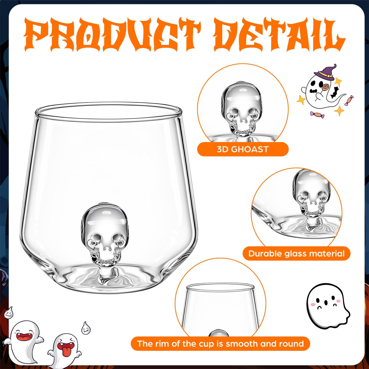 2 Pcs Halloween Wine Glass 12oz