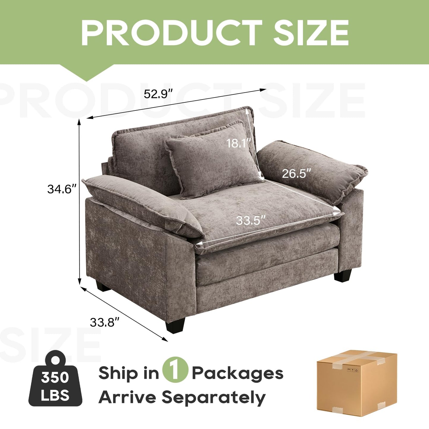 120" Modular Sectional Sofa, Comfy Cloud Couch Sectional Sofa with Ottoman, Chenille Sofa Sleeper Deep Seat Sofa with Throw Pillows for Living Room (Beige White, 120"- U Shape)