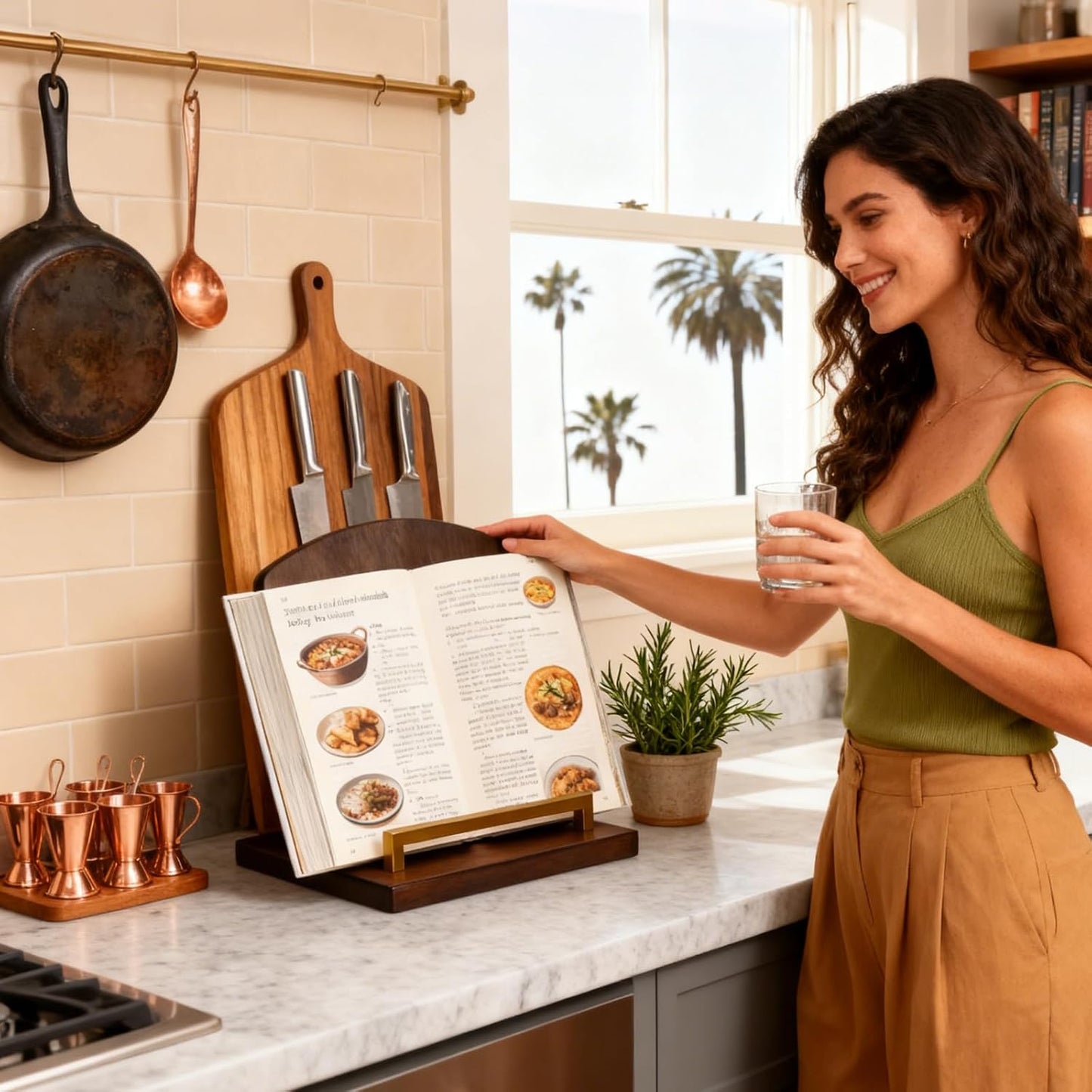 Cookbook Stand with Removable Cutting Board