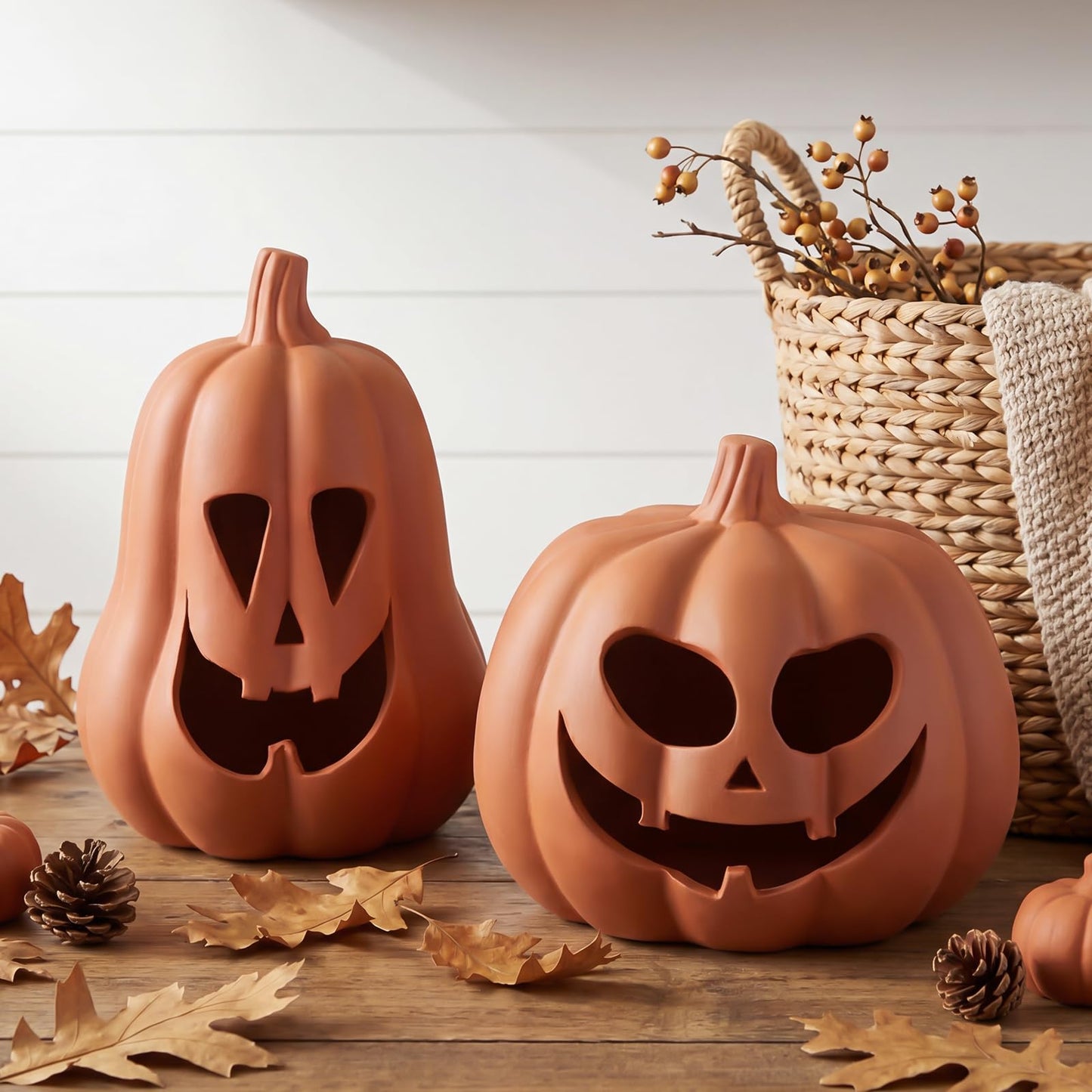 2 Pack Fall Terracotta Pumpkins