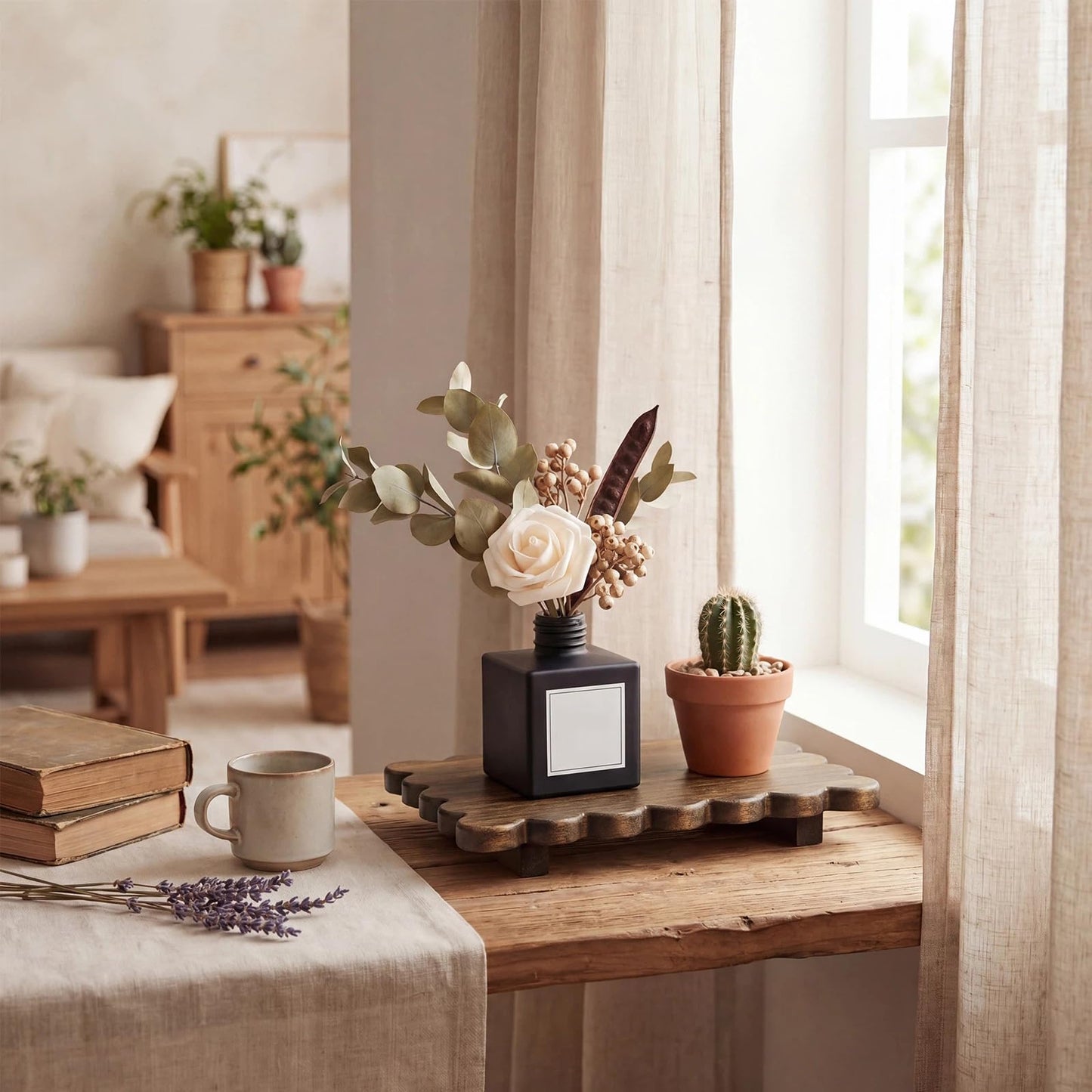 Scalloped Wood Riser Tray