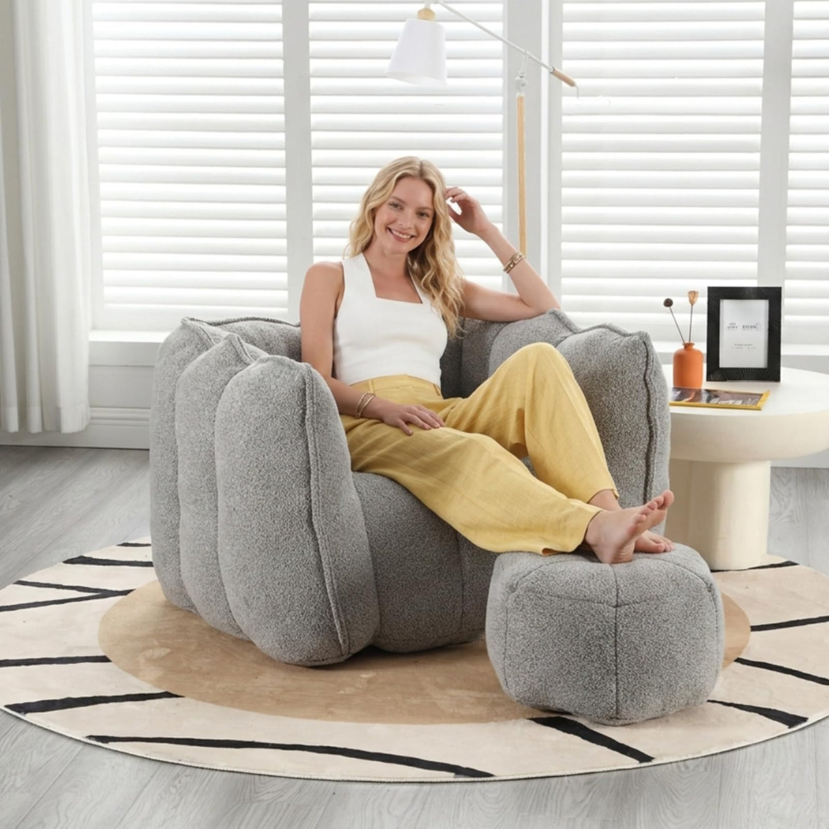 Bean Bag Couch with Ottoman