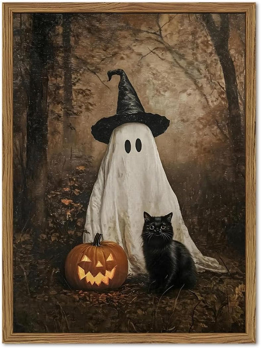 Framed Vintage Halloween Ghost Wall Art