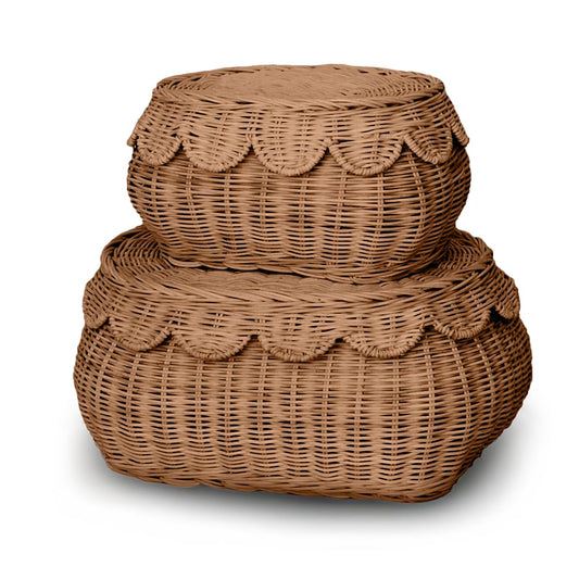 Hand-Woven Scalloped Basket Set Of 2