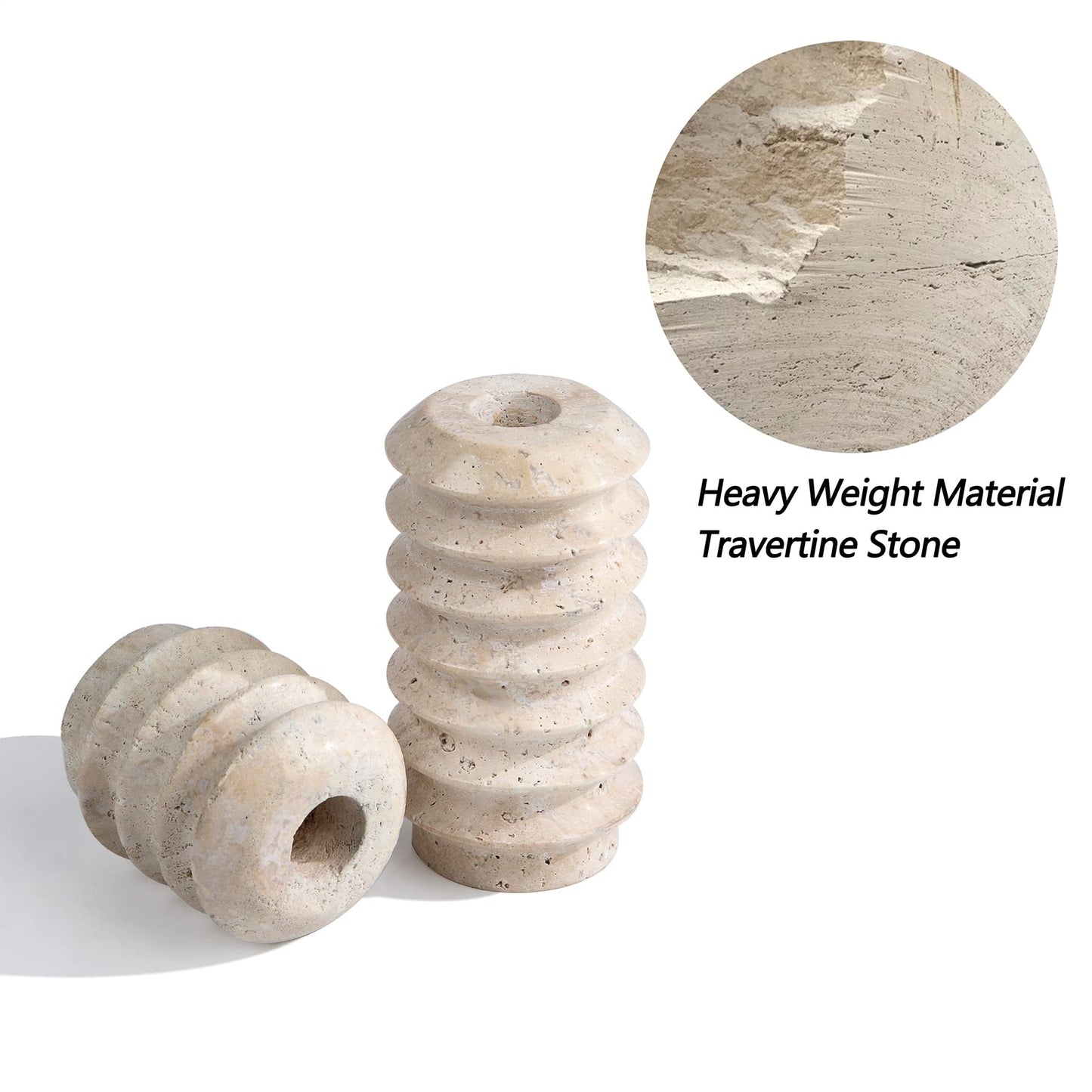 Marble Candlestick Holders, Set of 2 Natural Stone